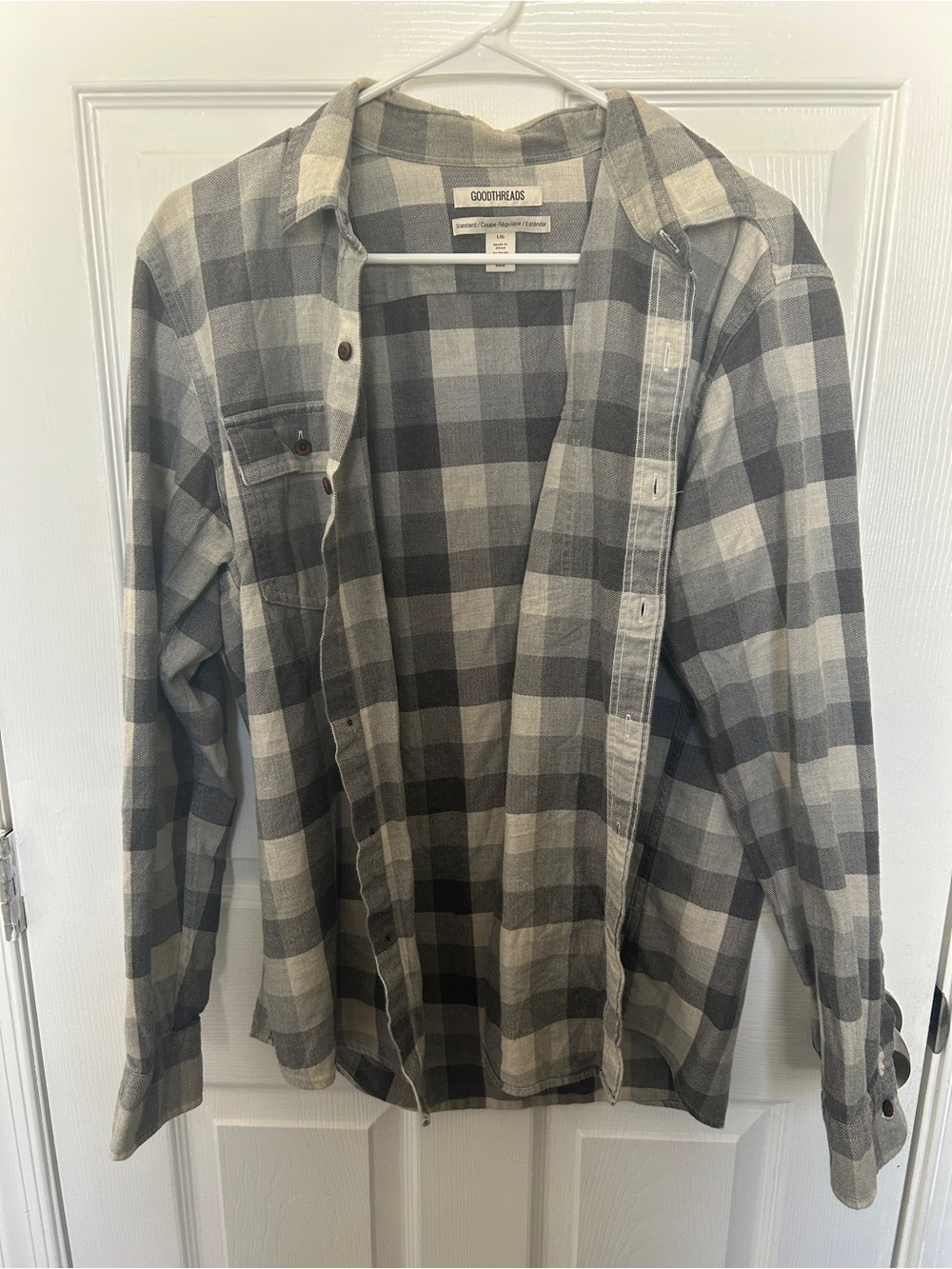 Goodthreads Gray and White Plaid Shirt